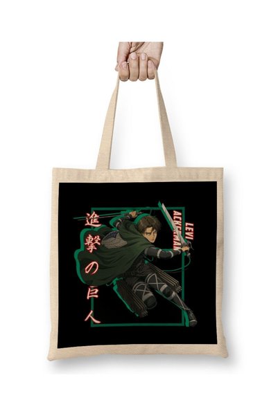dekado Attack on Titan Levi Ackerman Shadow Design Tote Bag Long Handle