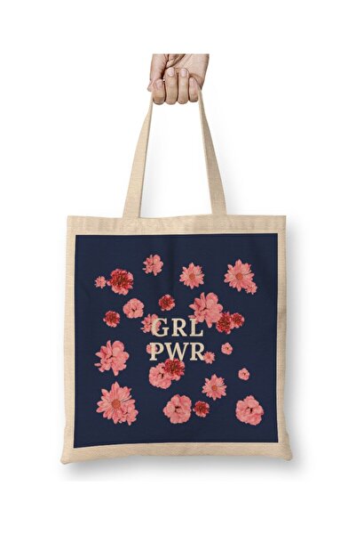 dekado Girl Power Empowering Women Floral Background 01 Cloth Bag Long Handle