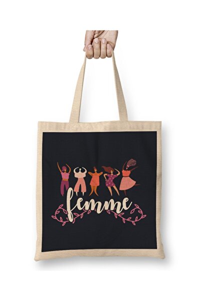 dekado Girl Power Femme Text Tote Bag Long Handle
