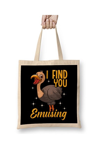 dekado I Find You Emusing Adorable Emu Amusing Pun Cloth Bag Long Handle