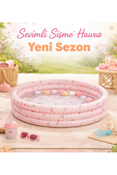TOTTERİQ Sevimli Kiraz desenli şişme havuz 147*33 dayanıklı