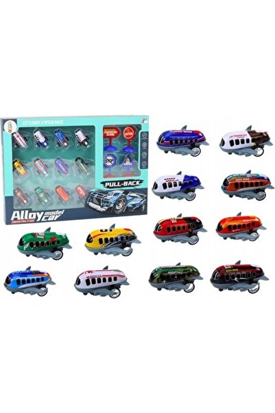 LeanToys Set de 12 mașinuțe de jucărie, avioane cu motor, semne rutiere de 5 cm
