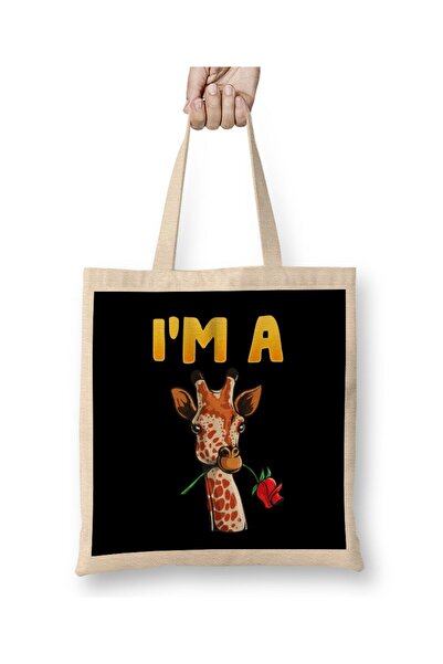 dekado Cute & Funny I'm A Giraffe Adorable Giraffes Cloth Bag Long Handle