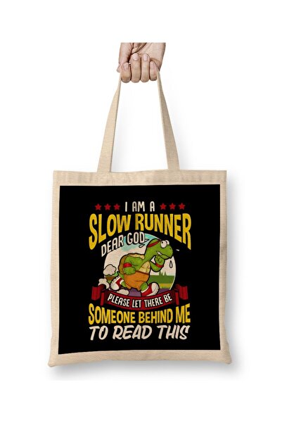 dekado حقيبة قماش Slow Runner Please Let There Be Someone Behind Me بمقبض طويل