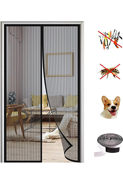 OEM Plasă anti-insecte, fără găurire, 80x200 cm, Negru