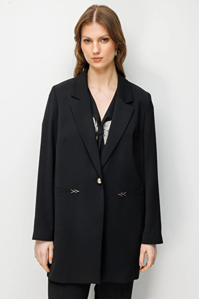 Ekol Single Button Jacket with Metal Accessories-1514
