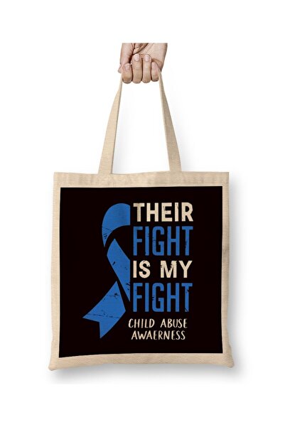 dekado حقيبة قماش Their Fight My Fight Child Abuse Awareness April ذات شريط أ...