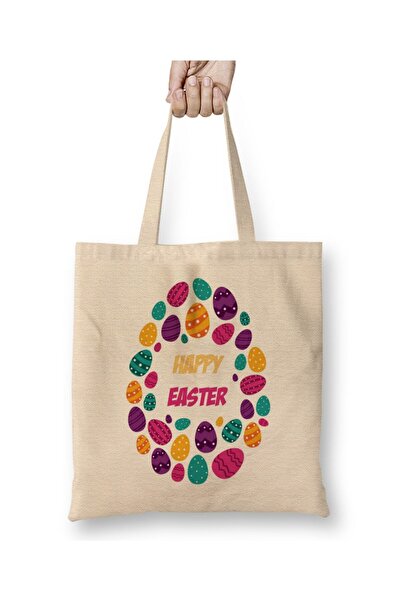 dekado حقيبة قماش عيد الفصح Happy Easter بمقبض طويل