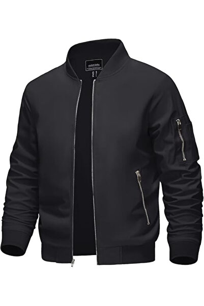 Kefitevd Black casual summer jacket for men, Slim Windproof M