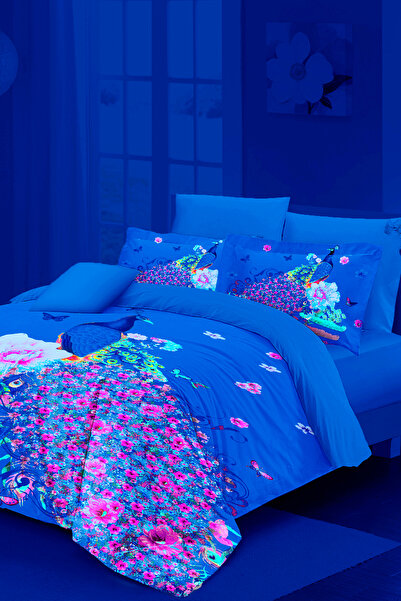 MonoHome Neon Phosphorescent Duvet Cover Set Double Size 100% Cotton Satin Fl...