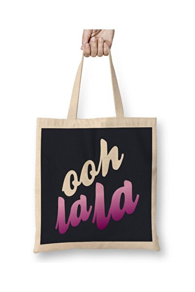dekado حقيبة Ooh La La Slogan ذات مقبض طويل