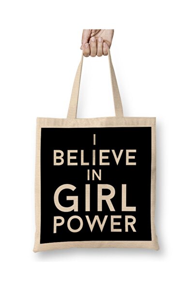 Generic Brand حقيبة قماش I Believe In Girl ذات مقبض طويل