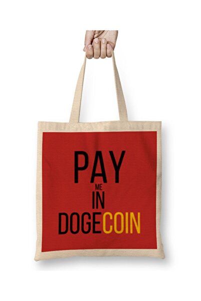 dekado ادفع لي في حقيبة حمل مضحكة من Dogecoin بمقبض طويل