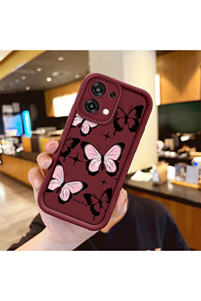 Hontinga OPPO A6 Pro 4G Uyumlu Darbeye Dayanıklı Basit Bordo Silikon Telefon ...