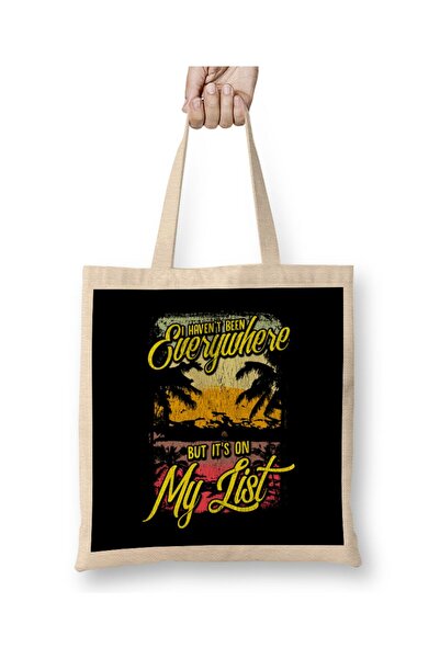 dekado I Haven't Been Everywhere But It's On My List Tote Bag Long Handle
