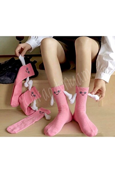 çorapdunyam 1 ζευγάρι λευκές κάλτσες με μαγνήτες που κρατιούνται χέρι-χέρι, α...