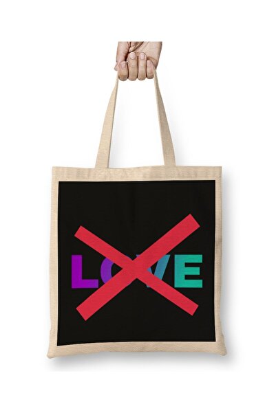 Generic Brand حقيبة قماش Love Get Out بمقبض طويل