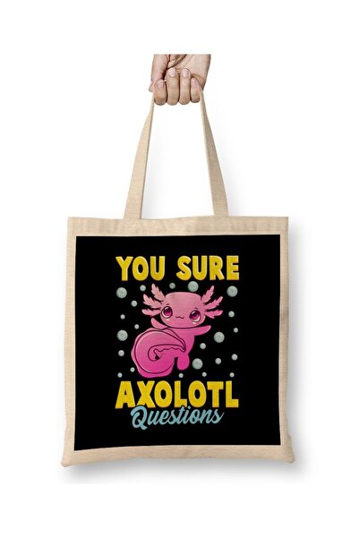 dekado You Sure Axolotl Questions Cute & Funny Fish Pun Cloth Bag Long Handle