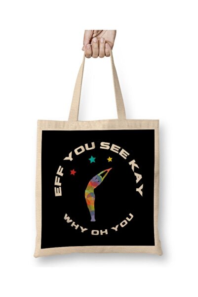 dekado Eff You See Kay Why Oh You YOGA LOVER حقيبة قماش بمقبض طويل
