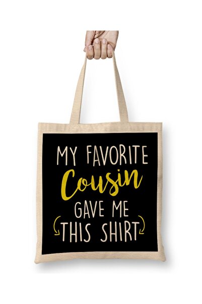 Generic Brand حقيبة قماش مضحكة من My Favorite Cousin Gave Me ذات مقبض طويل