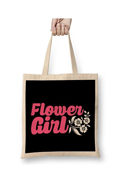 dekado Flower Girl Adorable Wedding Ceremony Cute Flowery Cloth Bag Long Handle