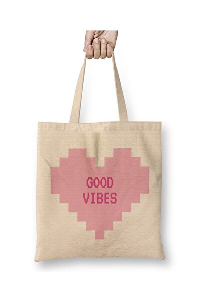 dekado حقيبة قماش للألعاب Good Vibes بمقبض طويل