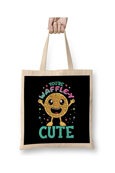 dekado Cute & Funny You're Waffle-y Cute Waffle Pun Cloth Bag Long Handle