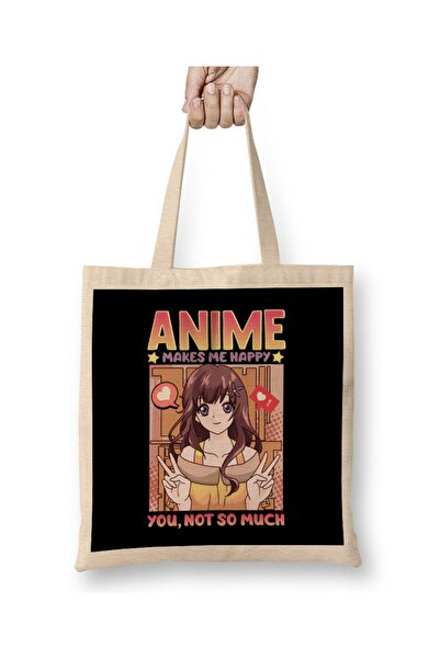 dekado حقيبة قماش لطيفة من Anime Makes Me Happy You Not So Much Waifu بمقبض طويل