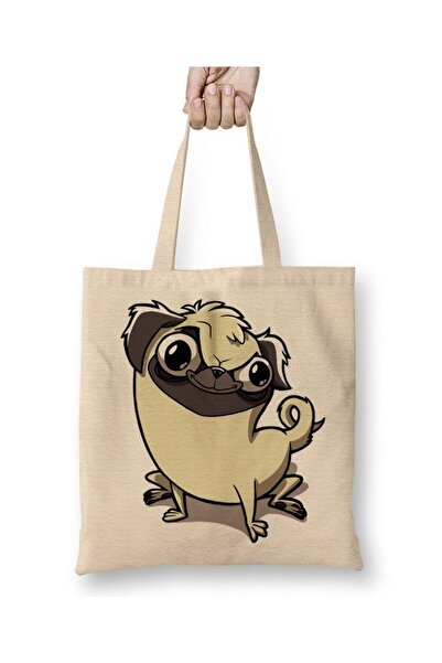Generic Brand Pug Dog Dog Pet Cute Cute Cartoon Animation Tote Bag Long Handle