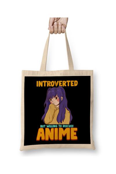 dekado Cute Introverted But Willing To Discuss Anime Girl Tote Bag Long Handle