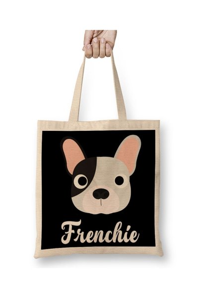 Generic Brand حقيبة قماش Frenchie French Bulldog بمقبض طويل