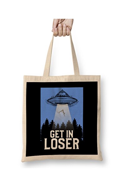 Generic Brand حقيبة قماش لطيفة ومضحكة من Get In Loser UFO Aliens Spaceship بم...