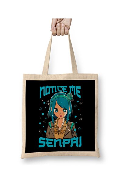 dekado لاحظ لي Senpai Anime Girl اليابانية لطيف مانغا حمل حقيبة مقبض طويل