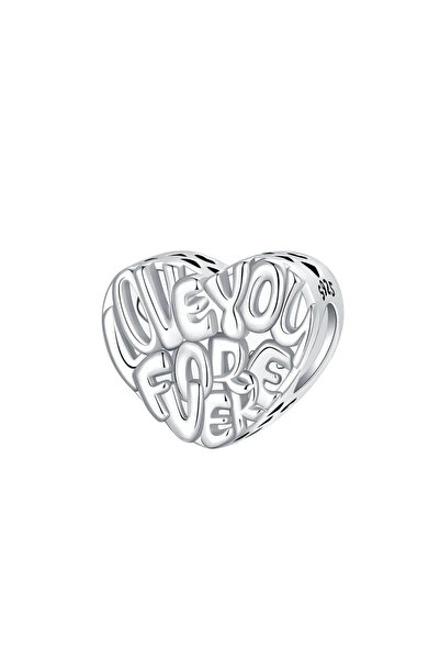 Choice36 SCR6574 New Heart-Shaped Charms 925 Sterling Silver Flower Forever L...