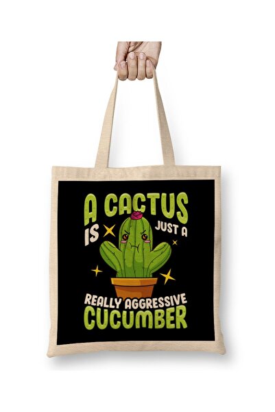 dekado Cute A Cactus Is Just a Really Aggressive Cucumber Tote Bag Long Handle