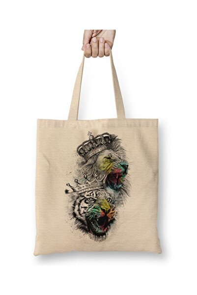 dekado King Lion Tiger Tote Bag Long Handle