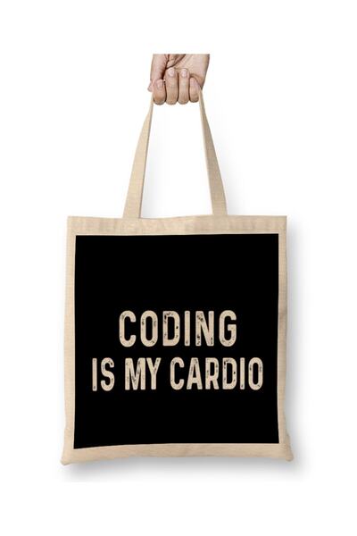 dekado حقيبة قماش Coding Is My Cardio 02 ذات مقبض طويل