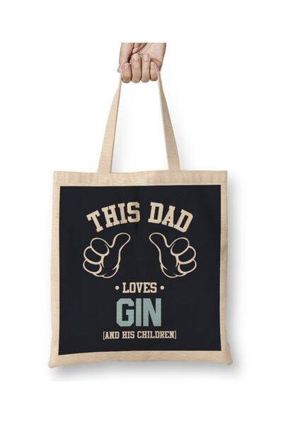 dekado Fathers Day This Dad Loves Gin And His Children Tote Bag Long Handle