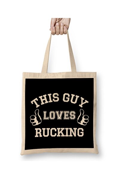 dekado Rugby Union This Guy Loves Rucking Six Nations Logo Tote Bag Long Handle