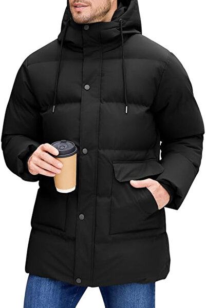 LUXNOVAQ Black winter jacket for men, lined, waterproof, breathable, XL