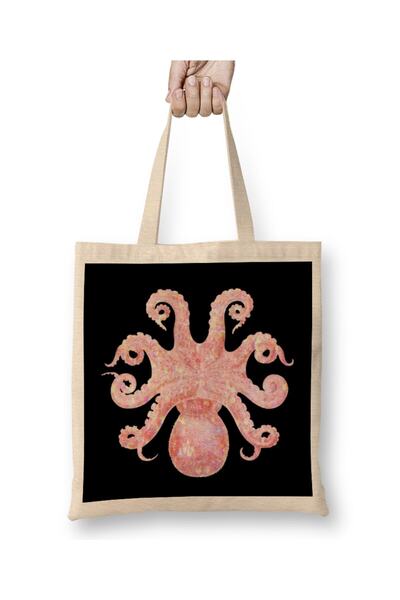 dekado Pink Holographic Octopus Tote Bag Long Handle