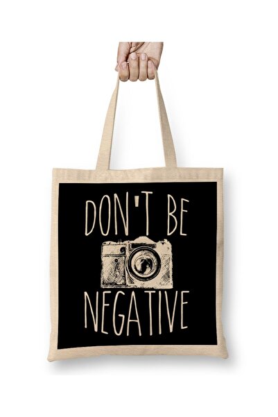 dekado Cute Don't Be Negative Funny Hobby Photography Pun Cloth Bag Long Handle