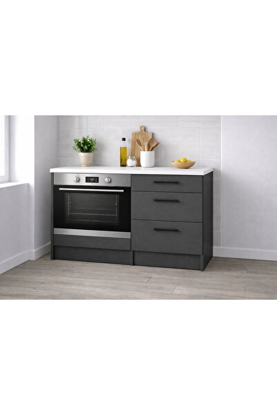 Tdesigno Aka Ankastre Fırın Modülü-Çok Amaçlı Dolap -110 cm -3 Çekmeceli-Lami...