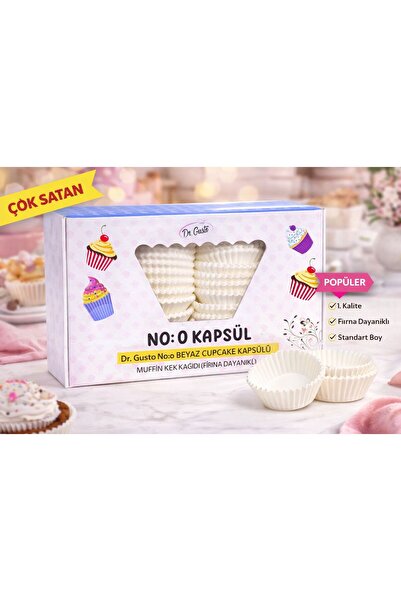 Dr. Gusto No:0 Beyaz Cupcake Kapsülü - Muffin Kek Kağıdı 1000 adet