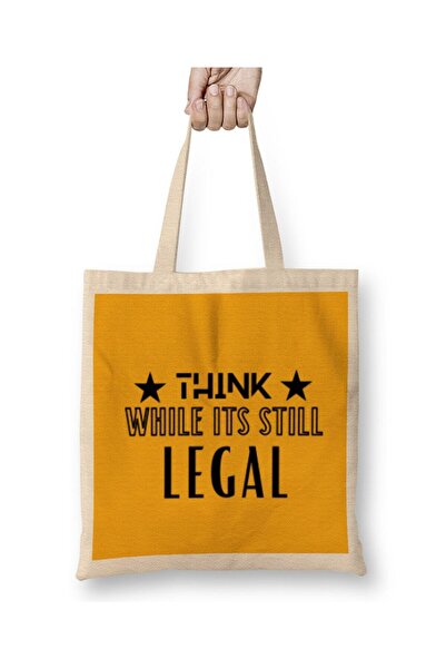 dekado حقيبة قماش Think While It's Still Legal بمقبض طويل