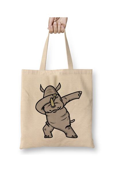 dekado Dabbing Rhino Rhinoceros Dab Animal Tote Bag Long Handle