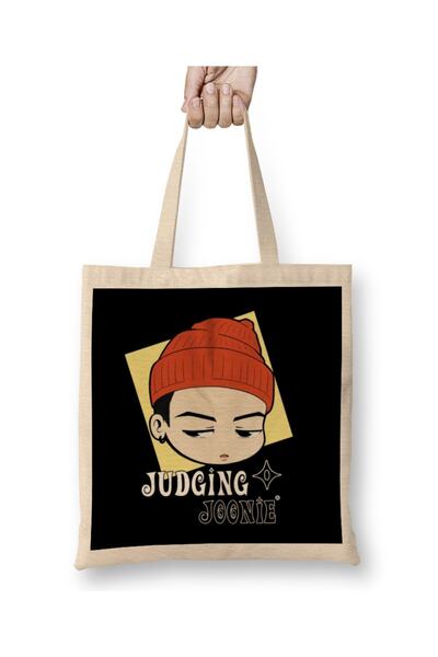 Generic Brand حقيبة قماش Namjoon Chibi Rm Judging Joonie بمقبض طويل