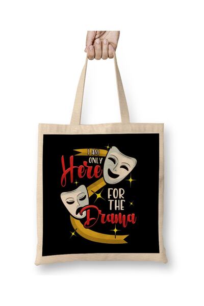 dekado حقيبة قماش Funny I Am Only Here For The Drama Theatre Pun بمقبض طويل