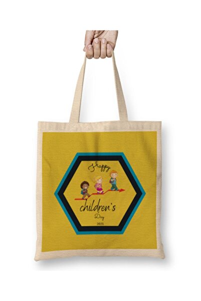 dekado حقيبة قماش Happy Childrens Day 2021 بمقبض طويل