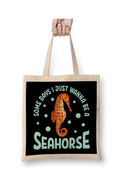 dekado حقيبة قماش لطيفة من Days I Just Wanna Be a Seahorse Adorable بمقبض طويل